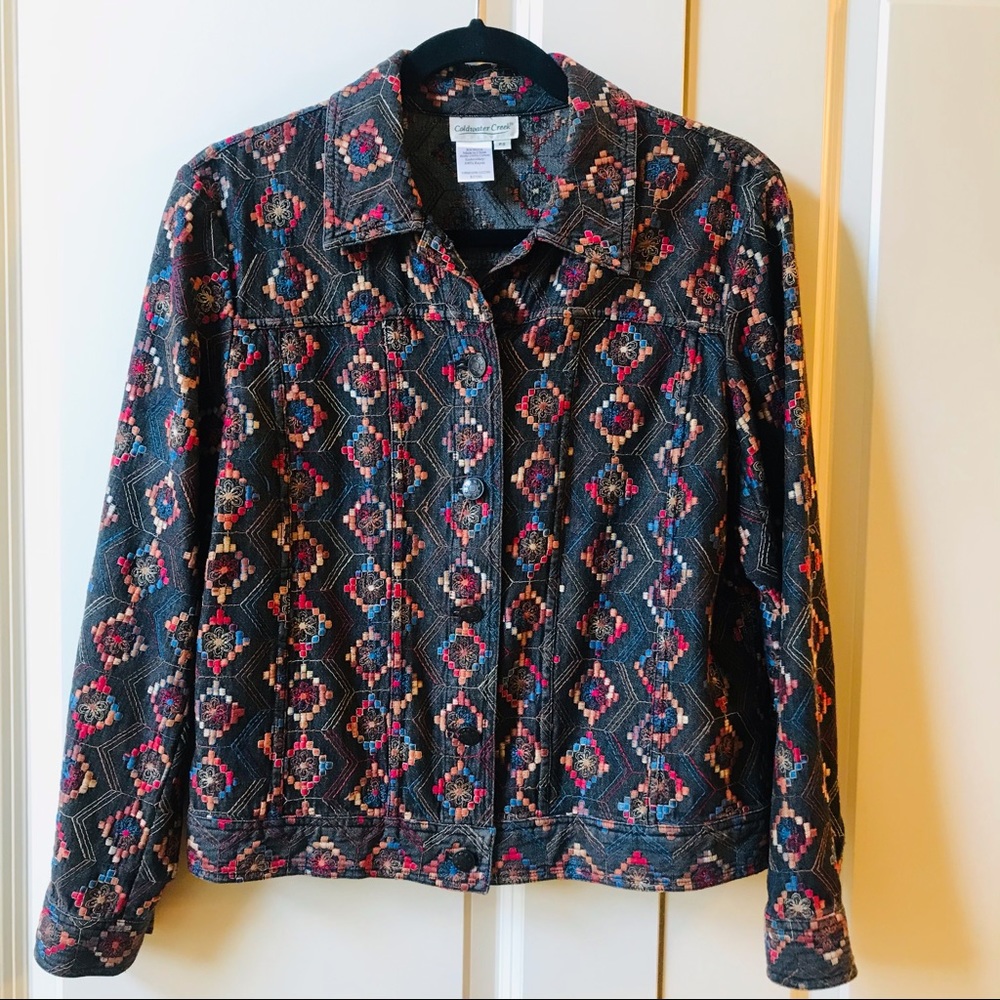Like New Black Embroidered Jacket - Picture 2 of 8